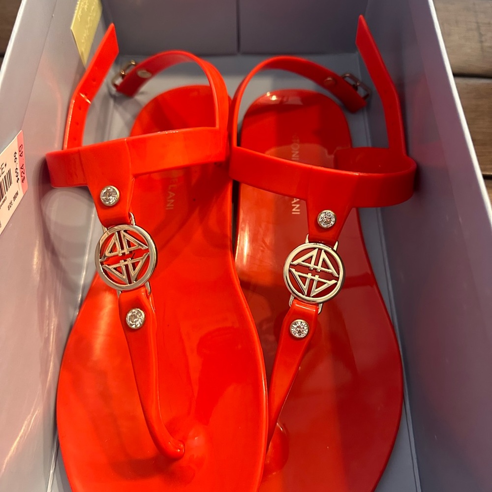 ANTONIO MELANI Bright Red Jelly Slingback Sandals